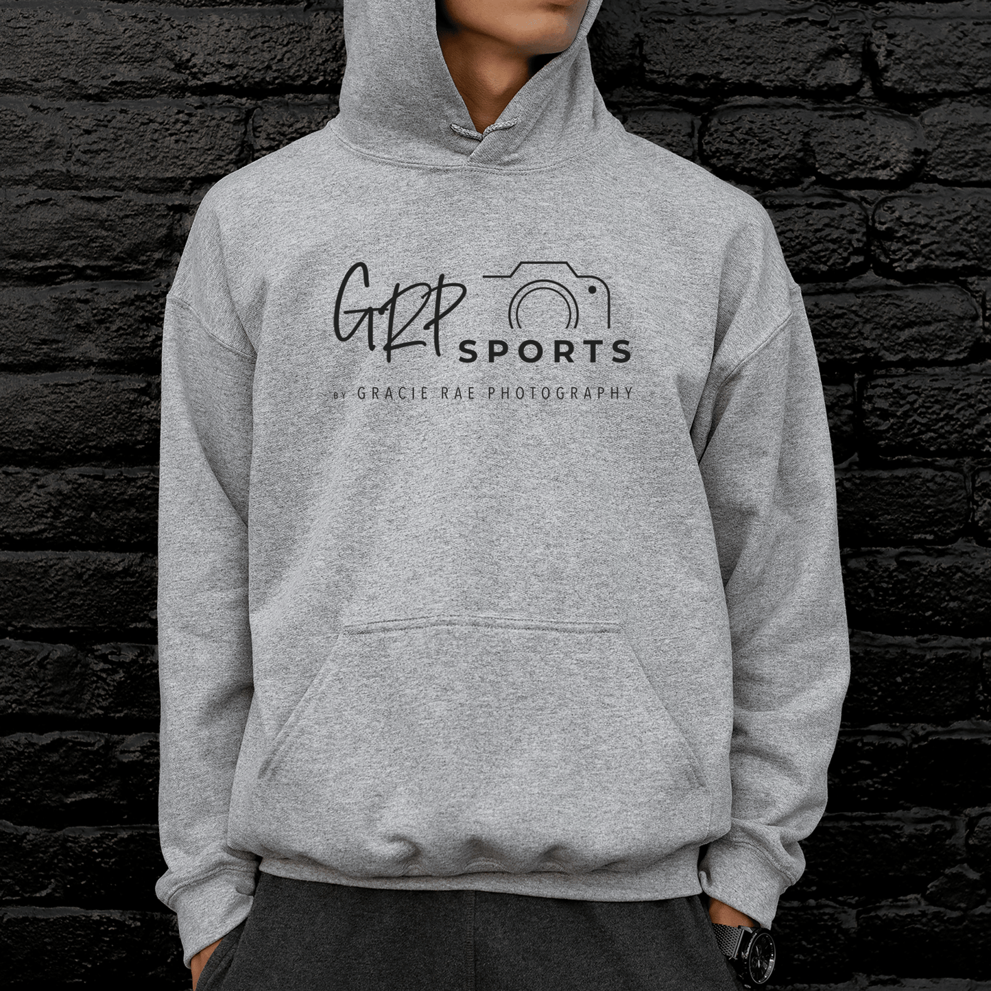 Gracie Rae Photography GRP Sports Gildan Softstyle Midweight Hoodie in Sport Grey Unisex