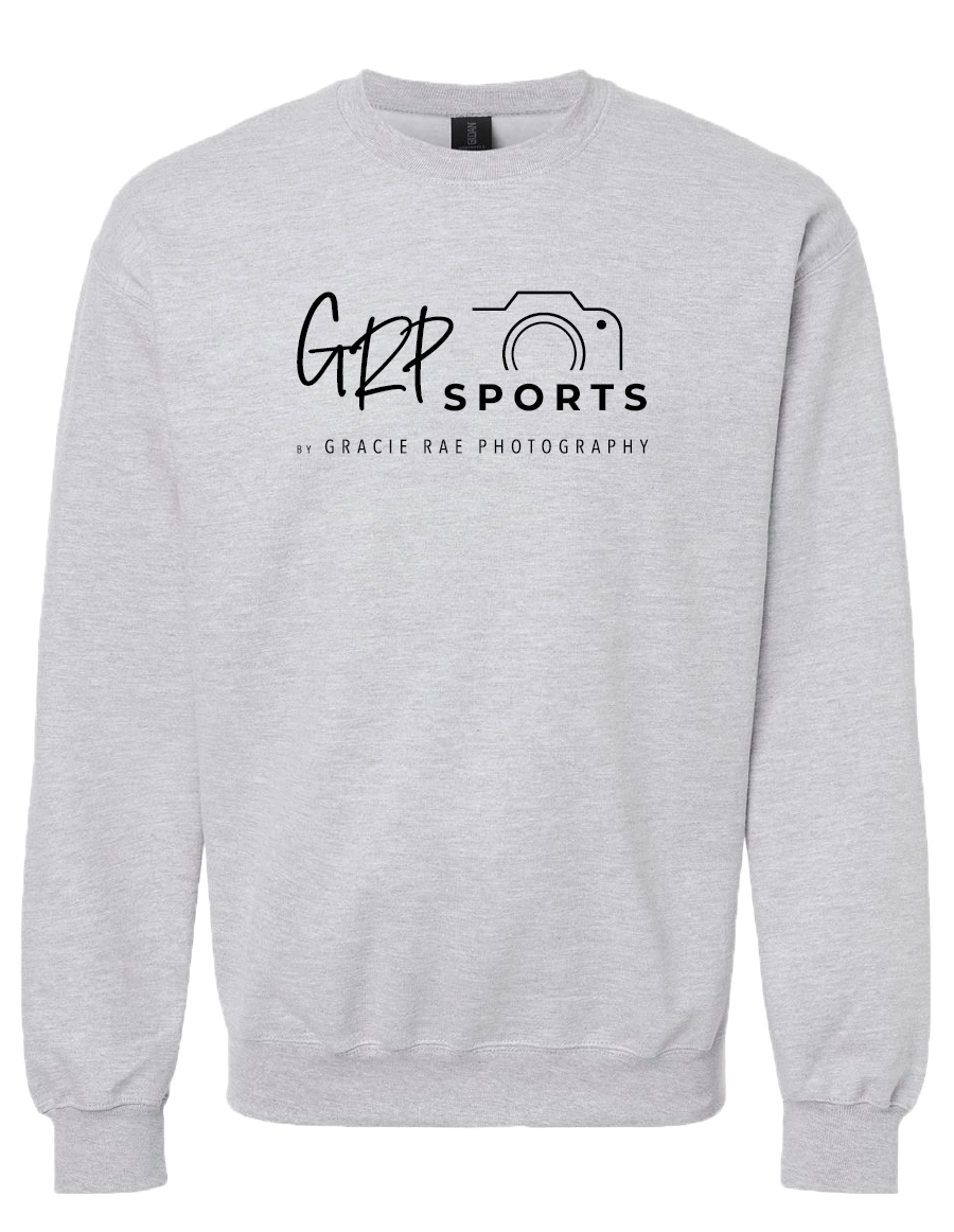 Gracie Rae Photography GRP Sports Logo on Gildan Softstyle Midweight Crewneck Sweatshirt in Sport Grey