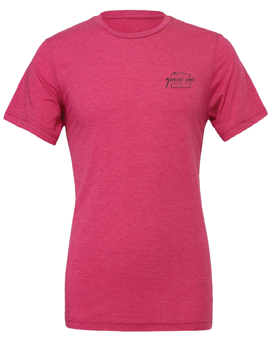Gracie Rae Photography Camera Logo on Left Chest on Bella Canvas Unisex Triblend T-Shirt in Berry