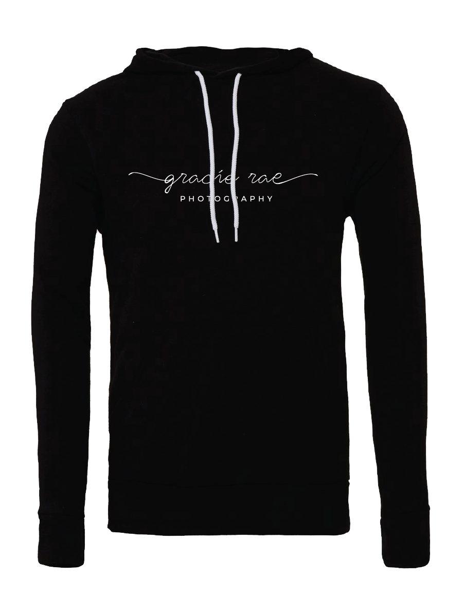 Gracie Rae Photography Script Logo Bella Canvas Fleece Hoodie in Black