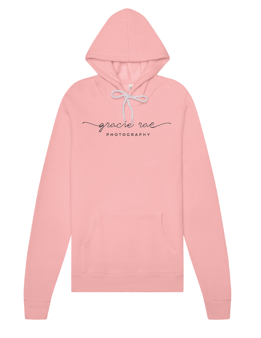 Gracie Rae Photography Script Logo Bella Canvas Fleece Hoodie in Pink