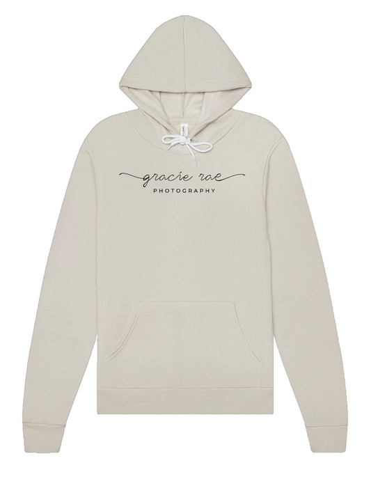Gracie Rae Photography Script Logo Bella Canvas Fleece Hoodie in Heather Dust