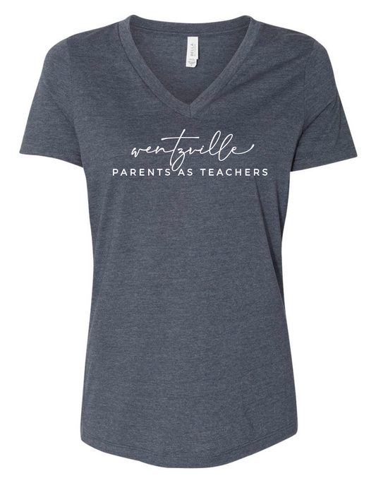 Parents As Teachers - Women's Script Relaxed V-Neck T-shirt