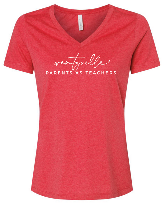 Parents As Teachers - Women's Script Relaxed V-Neck T-shirt